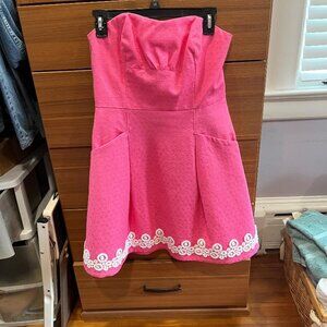 Lilly Pulitzer hot pink mini strapless dress, Size 6